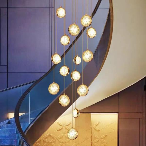 Contemporary Round Crystal Ball Chandelier For Villa Mall Hotel Loft Kitchen Living Room