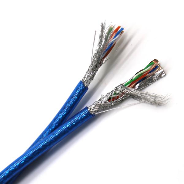 Transparent Blue Shield Cat 5 Ethernet Cable 0.46mm Solid OFC Conductor