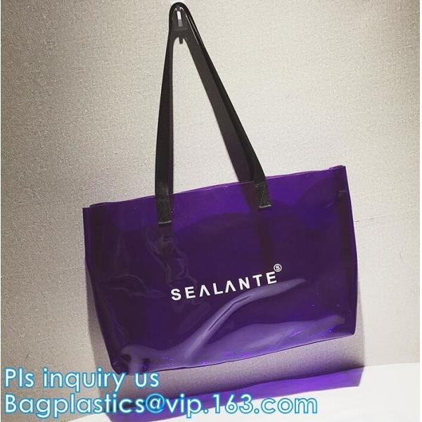pvc transparent zipper bikini cosmetic bag, tote lady waterproof PVC swimming transparent beach bag, beach bag swimming