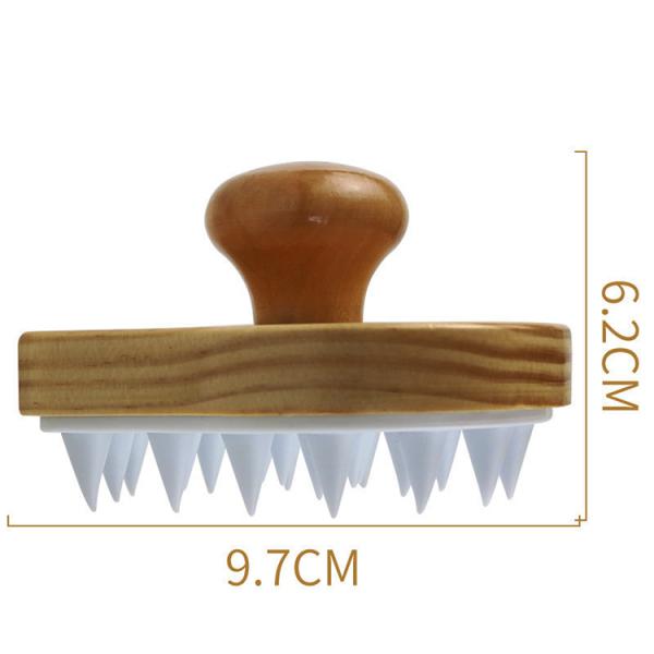 Relaxation Function Wood and Silicone Hair Scrub Brush Comb for Women Scalp Massager