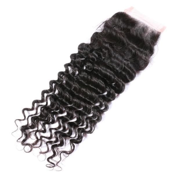 Raw Human Indian Hair Deep Wave Closure Full Density For Top Head