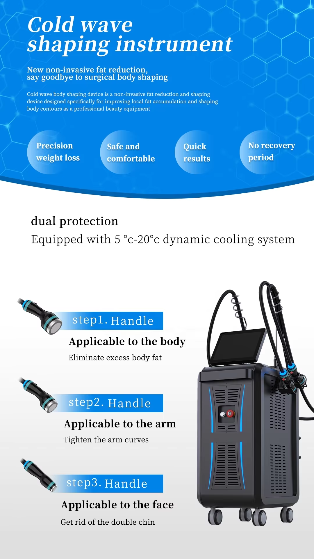 3 Handle 2.45GHz Onda PRO Coolwave Cellulite Removal Weight Loss Standing Body Slimming Machine