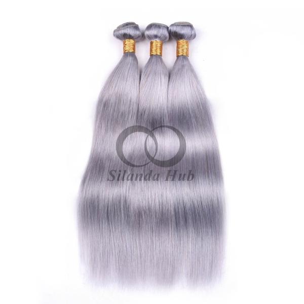 Grey Straight Remy Human Hair Bundles Sew In Weave Bundles Brazilian Bundle Deals