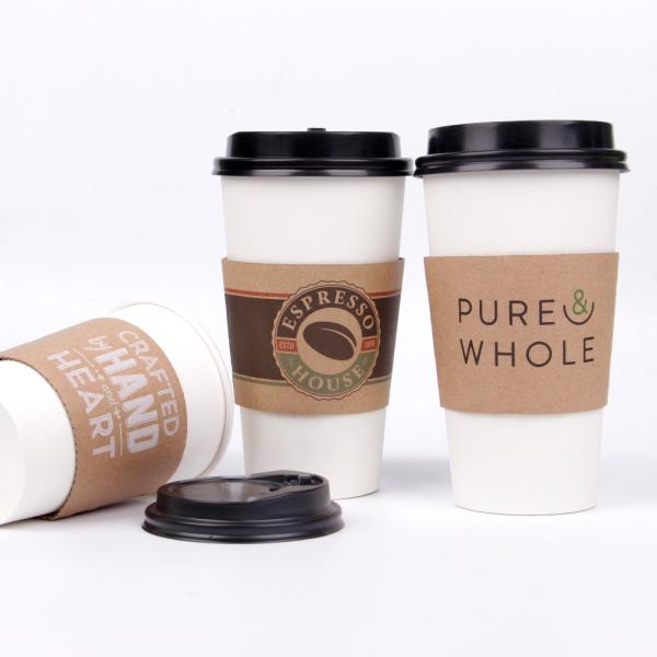 Eco friendly disposable coffee cups with lids and sleeve branded takeaway cups