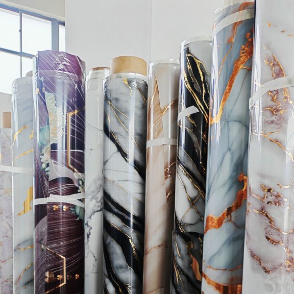 Anti Scratch Marble Effect Self Adhesive Film Micro Crystalline Foil For Wall Panel Decor