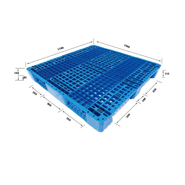 Páletes de superfície do HDPE da grade 1300mm×1100mm×155mm CE da entrada de 4 maneiras