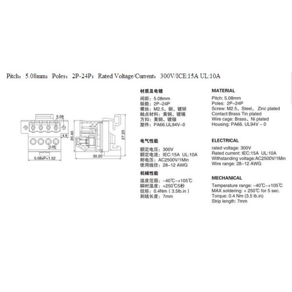 Wire To Board Type Plug In Connector Blocks Plug-In RD2EDG-VKM-5.08