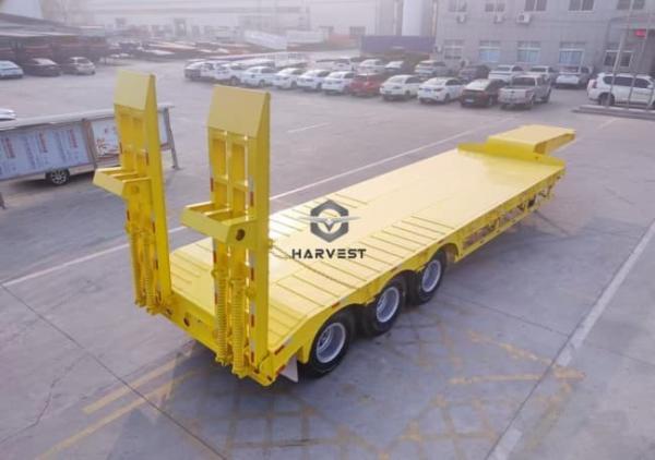 3 Axle Heavy Duty Semi Trailer Low Bed Mechanical Ladder Sale to Tanzania