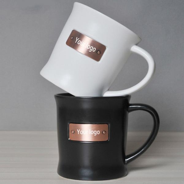Savall Round Gold Inlay Ceramic Porcelain Mugs Pure White Contemporary