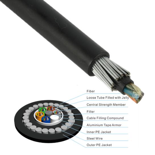 GYTA33 GYFTY33 GYXTY 12 24 144 96F 288 Core Underwater Underground Galvanized Steel Wire Armored Optical Cable