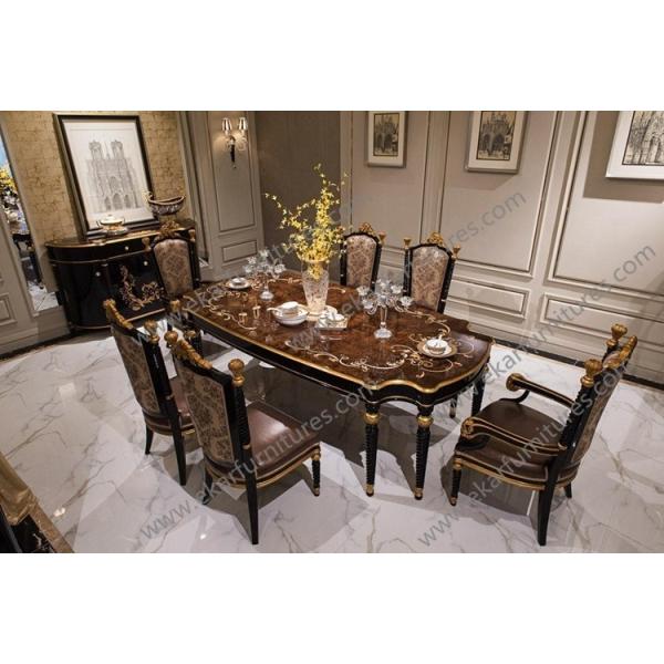 Antique Europe Style wooden furniture diningroom sets table chairs buffet cabinet TN-028N