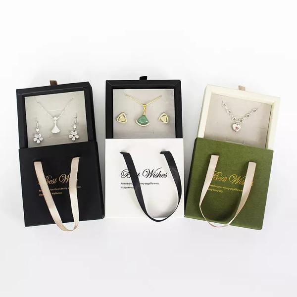 Custom Luxury Jewelry Drawer Style Ribbon Cardboard Sliding Gift Box