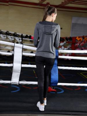 Full Zip Gym Wear Jacket Seamless Hooded Moisture Wicking