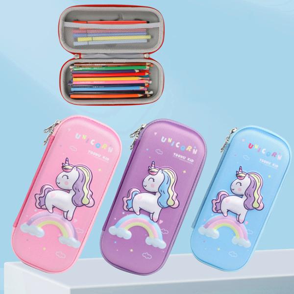 School Students' Waterproof Hard-shell Pencil Case with Zipper Closure and Large Capacity