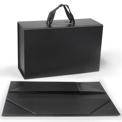 Foldable Magnetic Gift Box With Handle For Clothing And Shoes Rigid Square Packaging Box