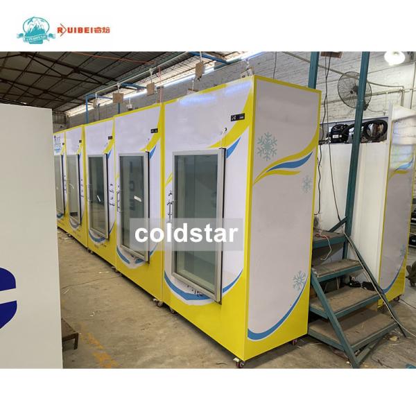 Glass Door Air Cooled Bagged Ice Storage Bin Commercial Ice Cooler