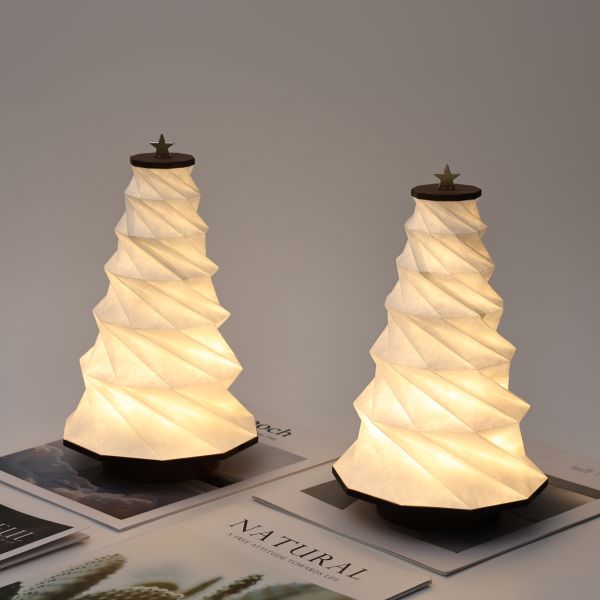 Cordless Bedroom Tree Shaped Lamp Wood Paper Lights Home Decor