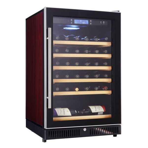 Smart Digital Temperature Control Lockable Dual Glass Door Wood Wine Cooler Cabinet with Less than 42 dB Noise