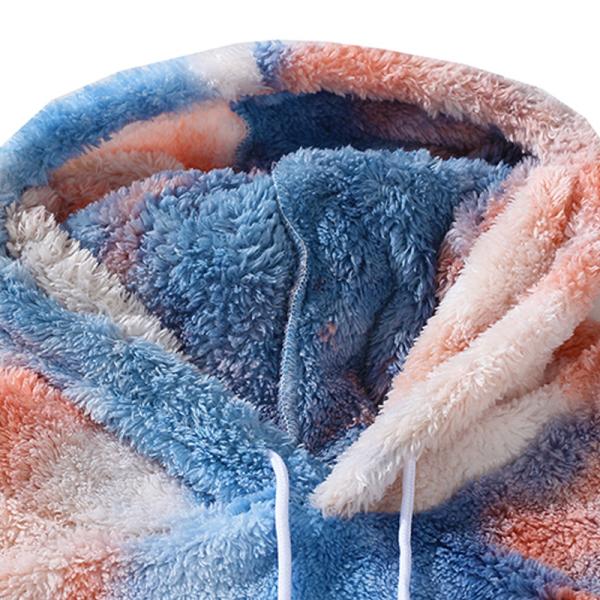 Knitted Weaving Method Tye-Dye Hoodies For Men With Faux Fur   Fashion