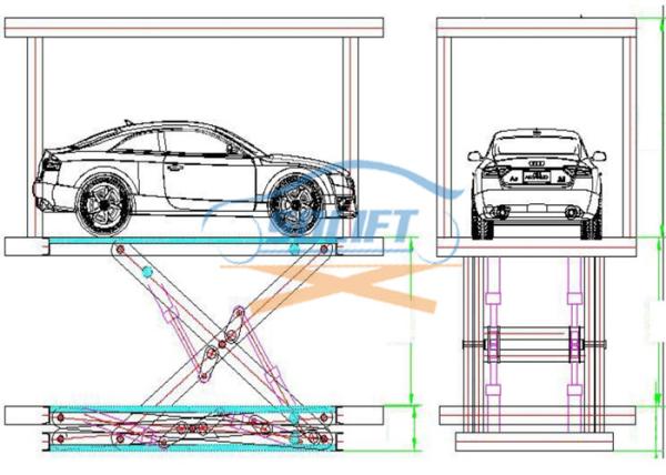 3Ton 3M Double Deck Hydraulic Scissor Car Lift Garage Double Car Elevator For Basement