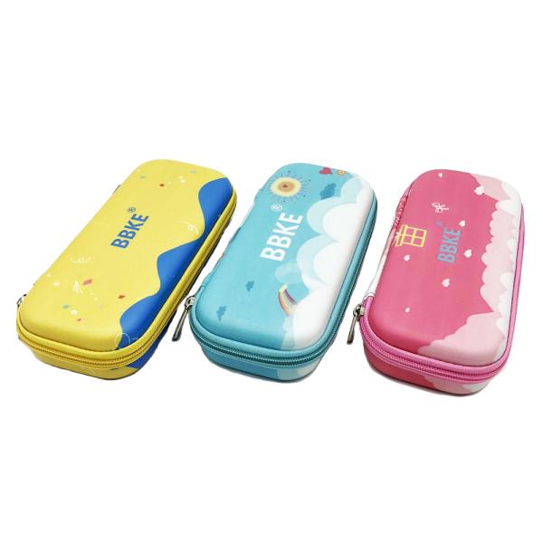 PU Surface Custom EVA Pencil Case School Office Use , Zipper Close Small Hard Shell Case