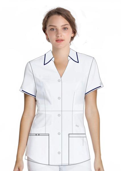 Enfermeira curto personalizada Medical Uniform Antimicrobial do poliéster da luva 42% Enrugamento-livre