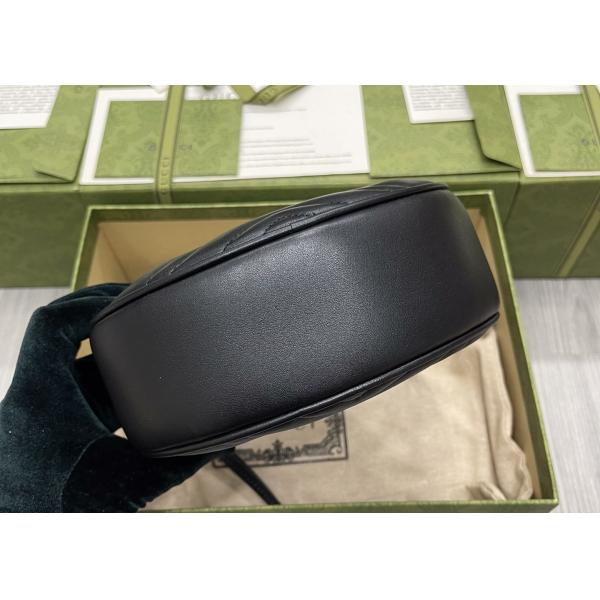 GG Marmont Wave Round Full Leather Chain Bag Soft Leather 18.5cm Length