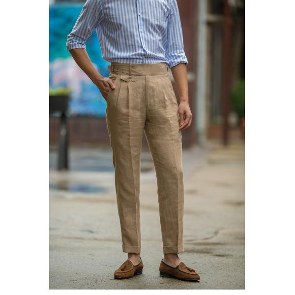 Мужские брюки подрезанные брюки поясной летний стиль белье тонкий случайный костюм брюки тканые