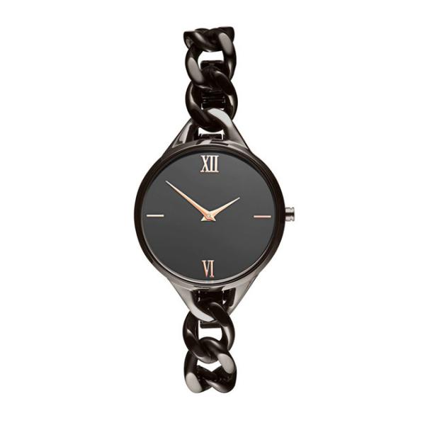 Gunblack Coated Ladies Bracelet Watches Waterproof With Japan Movt
