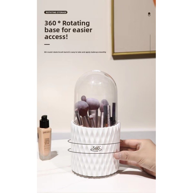 Ins Style Multi-Functional Desktop Organizer Rotating Makeup Brush Storage Tube Plastic Eyeshadow Brush Holder for Vanity Table