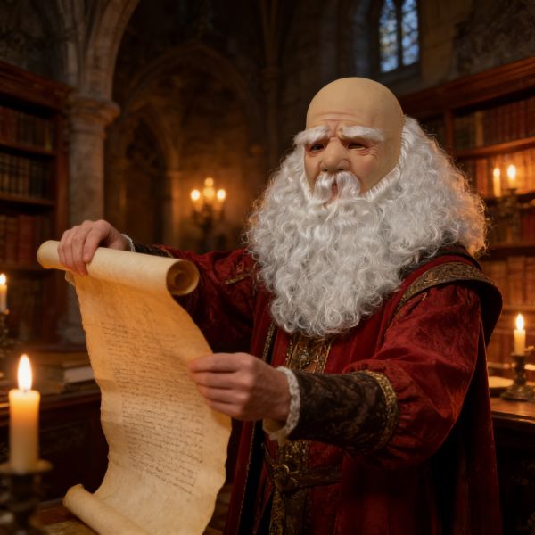 Realistic Santa Claus Mask Bald Old Man Latex Headgear with Long White Beard Christmas Cosplay Costume Prop
