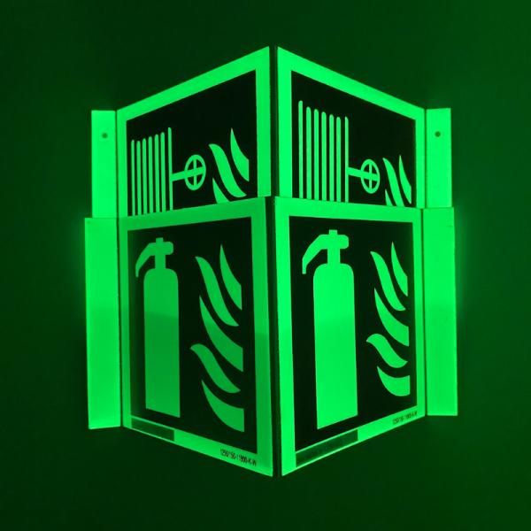 Safety Photoluminescent Aluminum Fire Extinguisher Signs Custom