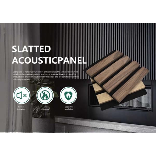 Slatted Aku Panel 3 Side Acoustic Flame Resistant Wooden Sound Absorbing Felt Panels