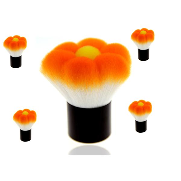 Cosmetic Kabuki Brushes Flower Shape Black Plastic Handle 80mm 60G