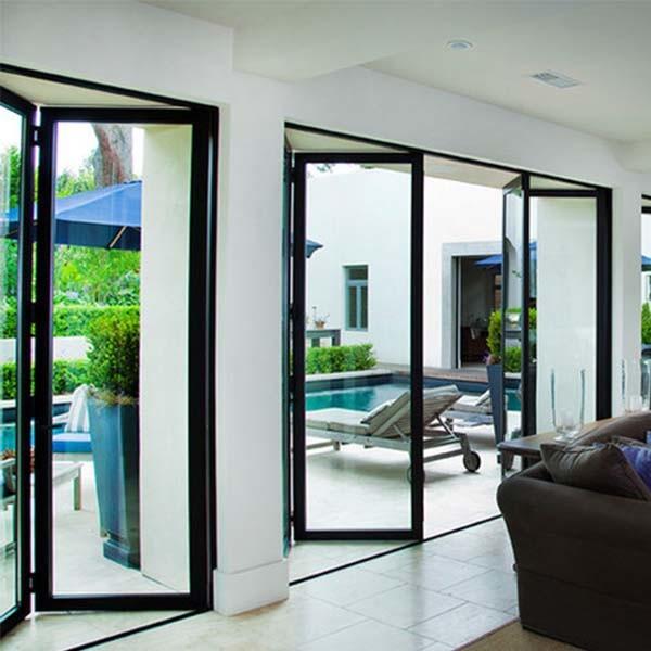 Exterior Commercial Aluminium Doors , Alloy Frame Folding Glass Doors For Kitchen