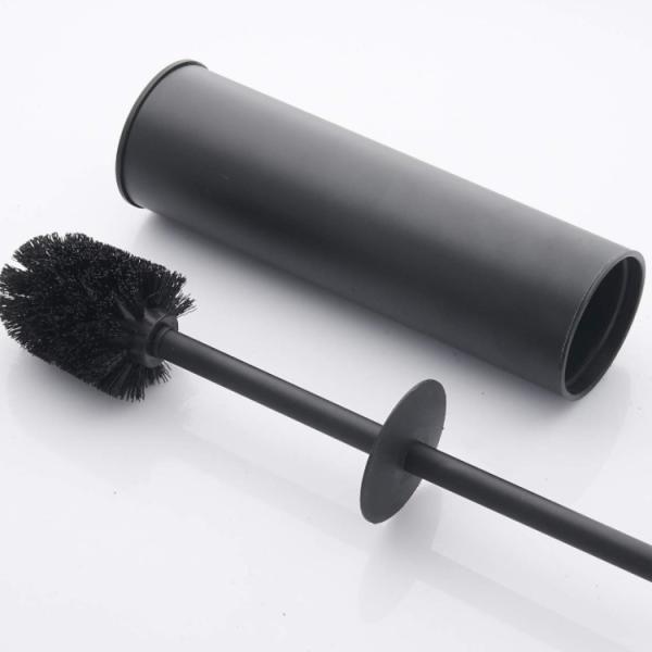 Black Toilet Brush And Holder Long Handle Steel Scrubber Sanitary Ware