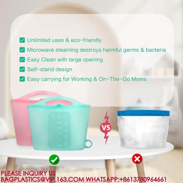 Silicone Microwave Sterilizer Bag Breast Pump Sterilizer Bags Pacifiers, Steam Sterilizer