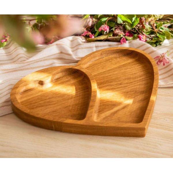 Бамбуковая тарелка с формой сердца, ореховая, деревянная, фруктовая, экологически безопасная