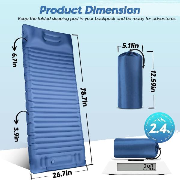Inflatable Sleeping Pad for Camping, Extra Thickness 3.9 Inch Camping Pad with Pillow, Quick Inflation by Stamping