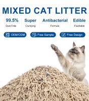 Residuos de arena de gato originales OEM ODM Bentonita y tofu Residuos de arena de gato de bajo polvo