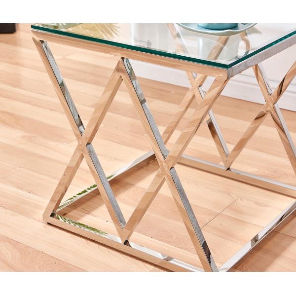 Stainless Steel Transparent Glass 13kgs Modern Side Tables