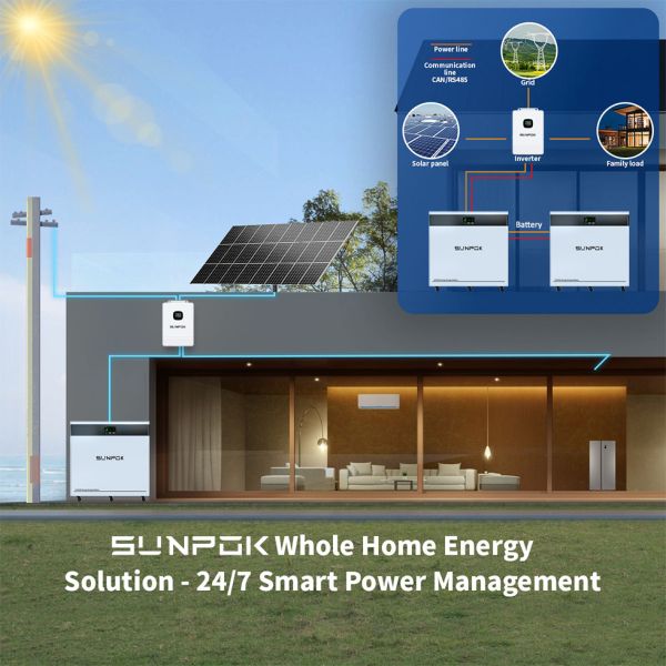 SUNPOK New 40kWh 800Ah 51.2V Large Capacity LiFePO4 Battery Lithium LFP Home Storage System BESS Pack Solar Energy