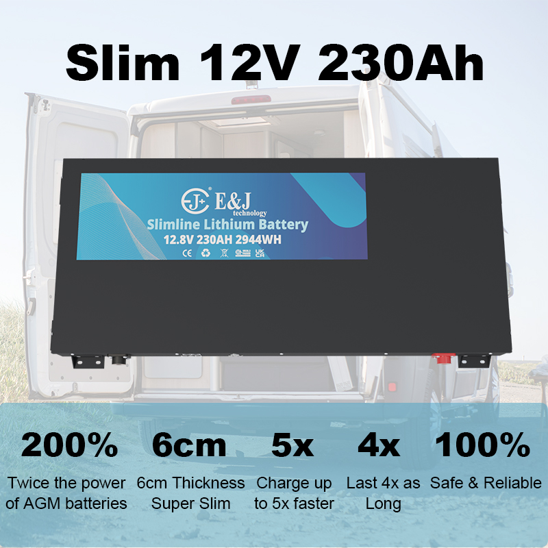 12.8V 230Ah Ultra Slimline Lithium Ion Battery Pack Deep Cycle BMS Integrated For Camper Van