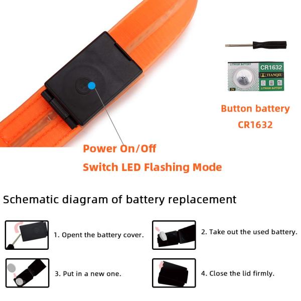 Adjustable Waterproof LED Dog Collar 17.7 - 24.8 Inch PVC / POM Plastic Buckles