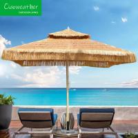 Gran sombrilla hawaiana a prueba de viento palo de acero de color de madera Tiki Thatch Beach Paraguas de balcón exterior para instalaciones de ocio