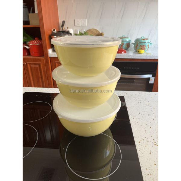 High Temperature Logo Printing Enamel Mixing Bowl Custom Color 18cm 20cm 22cm 24cm