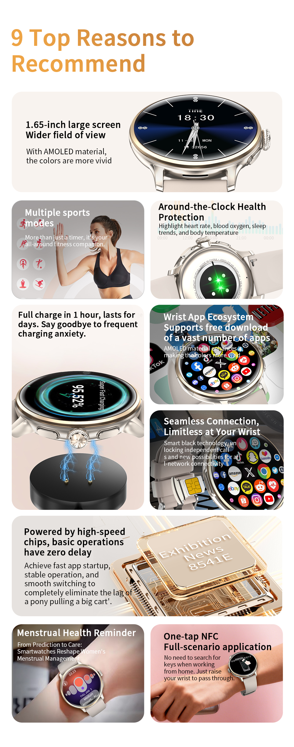 H88 4G Android Women's Smart Watch 49mm AMOLED Display 3GB+32GB Storage NFC SIM Card Video Call IP68 Waterproof Alloy SDK