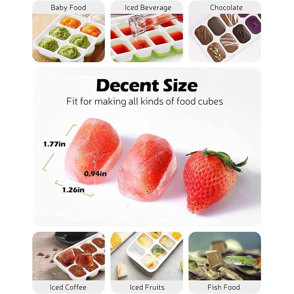 14-Ice Cube Trays TPE PP Material with Easy-Release and Spill-Resistant Removable Lid