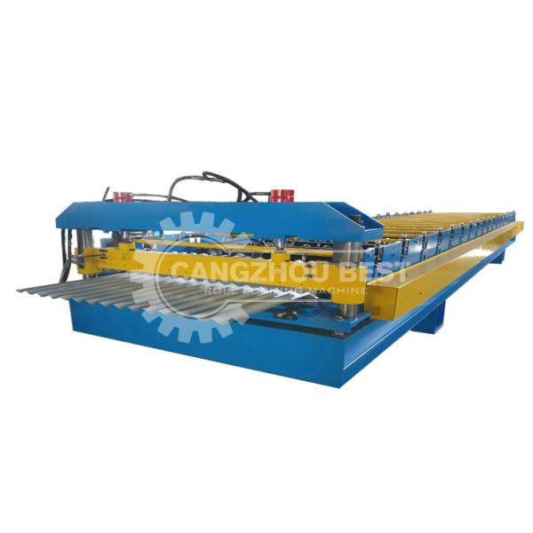 High Speed Galvanised Roofing Sheet Roll Forming Machine With Hydraulic Cutting
