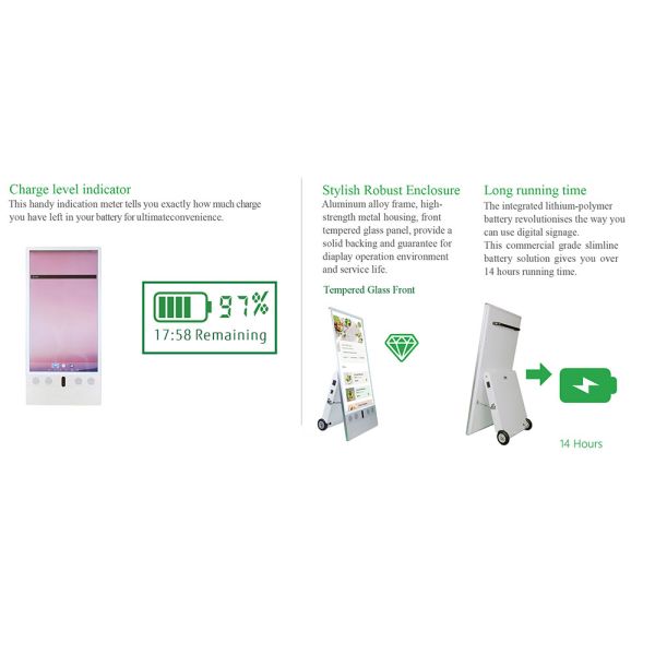 VETO Outdoor Digital Signage Waterproof IP65 High Brightness 2500 nits Battery Powered Portable LCD Advertising Display
